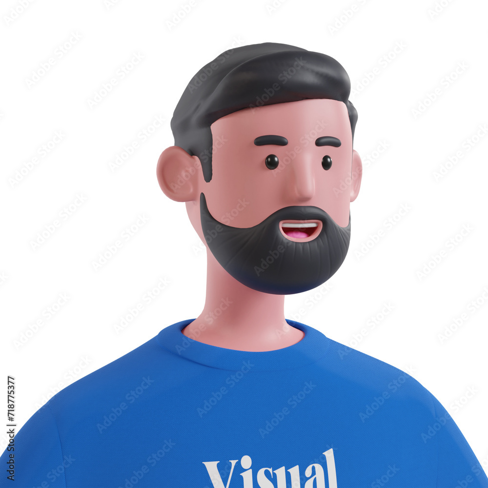 Beard Man Avatar 3D Illustration Beard Man Avatar 3D Illustration