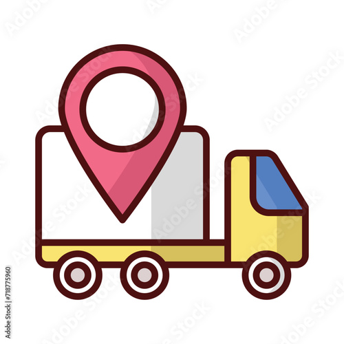 Truck Location icon isolate white background vector stock illustration