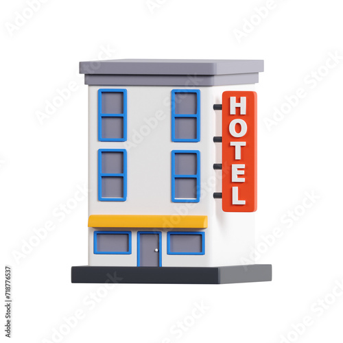 Hotel 3d icon illustration