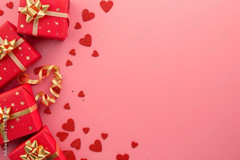 Romantic Design with Hearts and Presents Romantic Design with Hearts and Presents