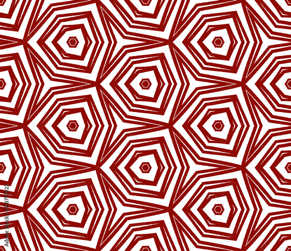 Ethnic hand painted pattern. Maroon symmetrical