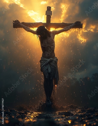 Rainy Night Jesus Generative AI