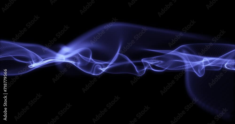 Fluttering abstract blue ribbon of particles on black background. Seamless looping animation. Fluttering abstract blue ribbon of particles on black background. Seamless looping animation.