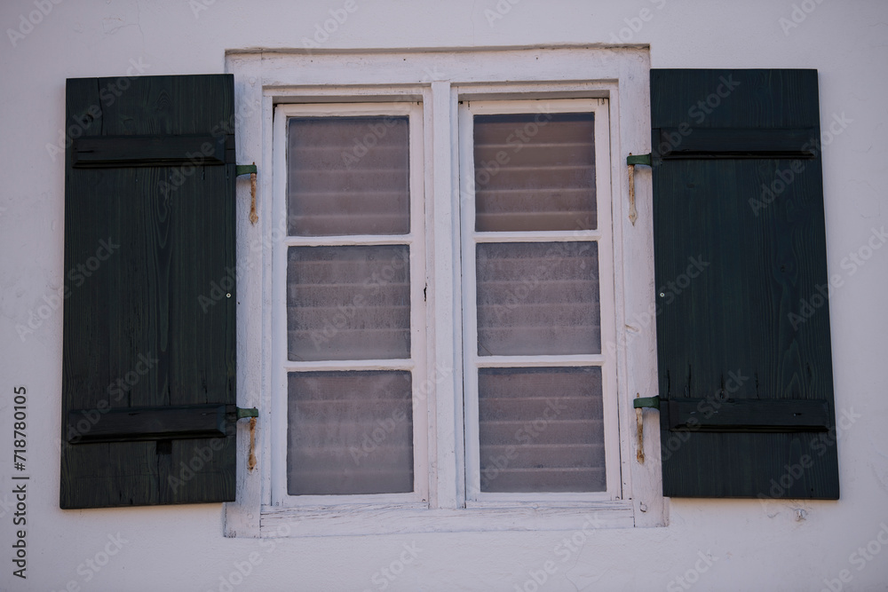 Germany - January 15, 2024: Old Decorative Wooden window.