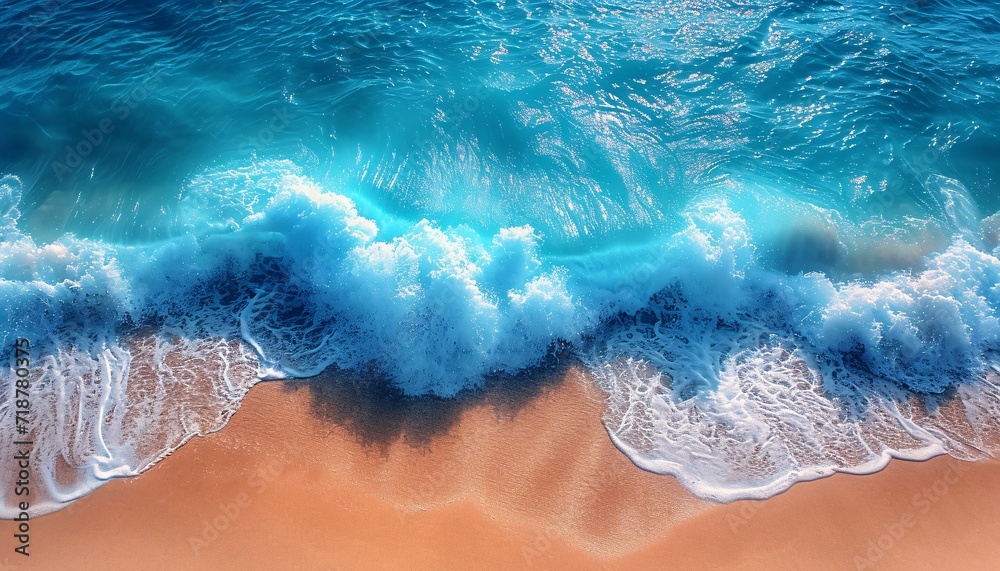Wave of the Month: Blue Ocean Waves Crashing on the Shore Generative AI