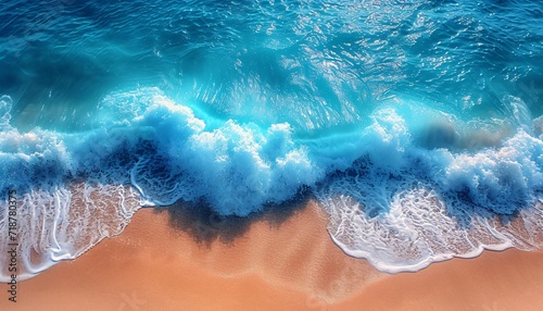 Wave of the Month: Blue Ocean Waves Crashing on the Shore Generative AI photo