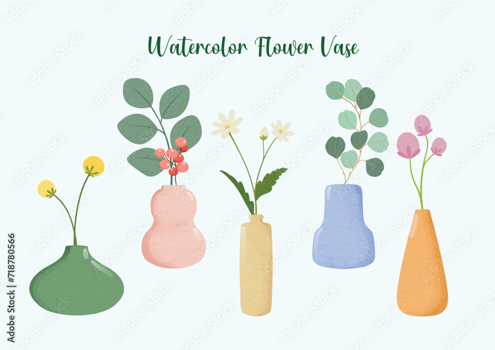 Watercolor Flower Vase