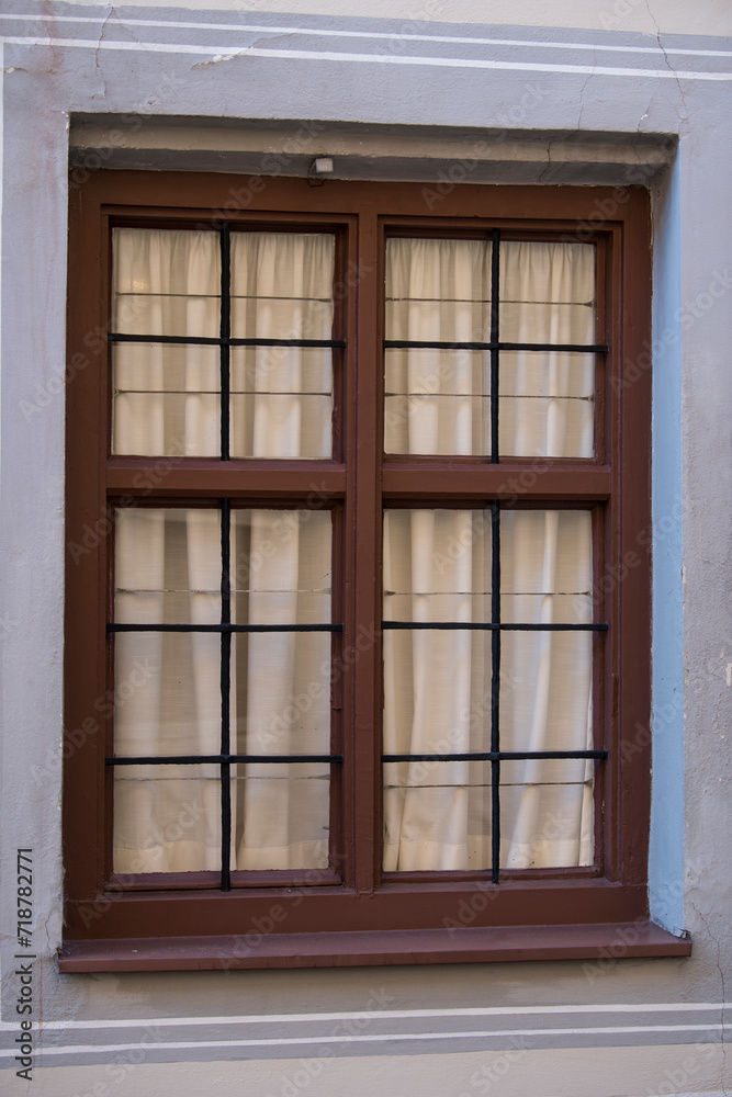 Germany - January 15, 2024: Old Decorative Wooden window.