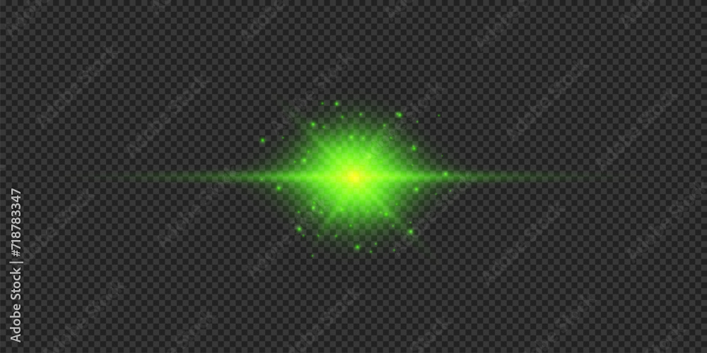 Green horizontal light effect of lens flares