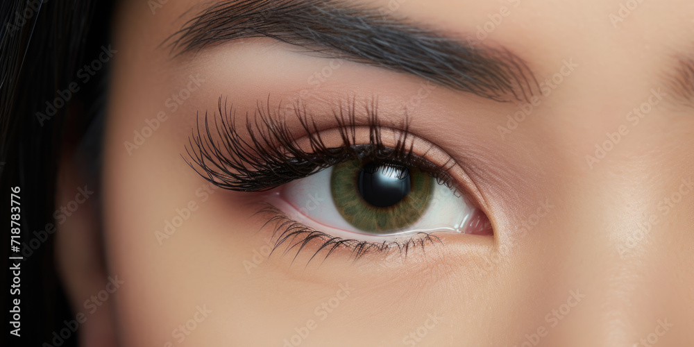 Close-up of Woman's Asian Hazel Eye with Long Eyelashes Close-up of Woman's Asian Hazel Eye with Long Eyelashes