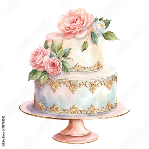 wedding cake with flowers decorate clipart png white isolated