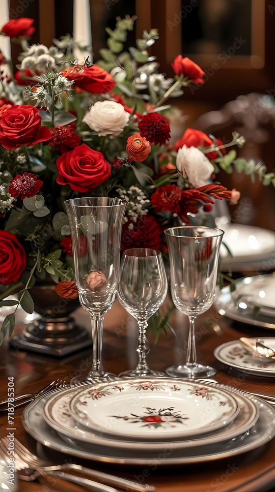 Romantic diner table setting for date or anniversary