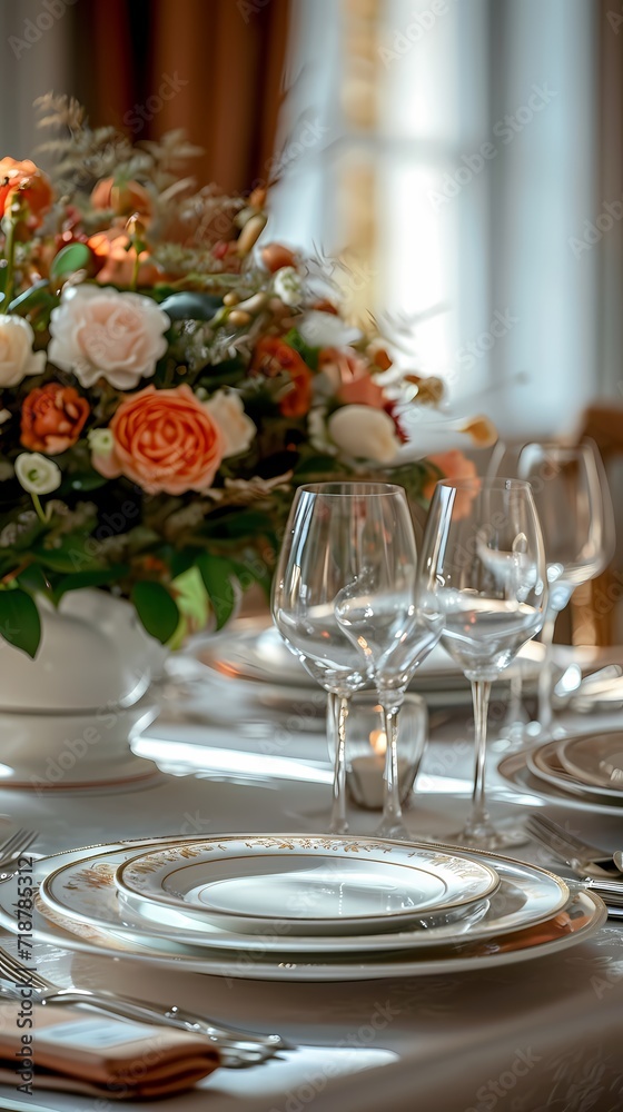 Romantic diner table setting for date or anniversary Romantic diner table setting for date or anniversary