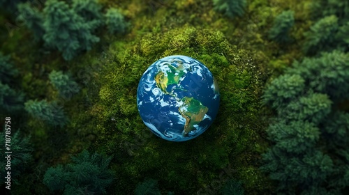 Earth Day background wallpaper, planet earth in nature, go green, ecology, plants © Filip