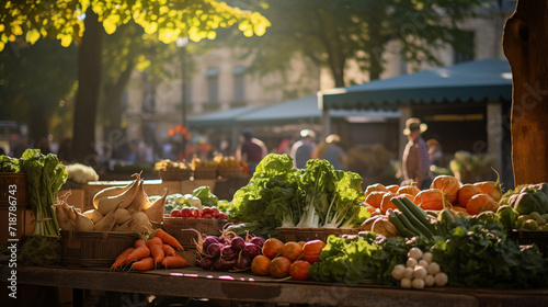 City farmer's market. AI generated image.