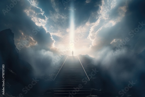 Fototapeta Jesus ascends to heaven in cloudshaped cross