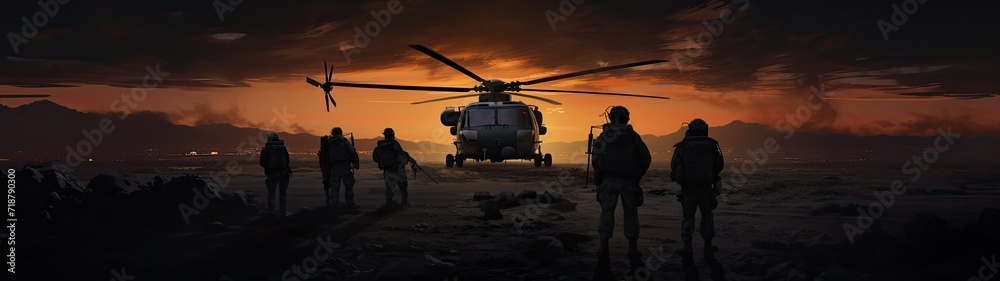 The warm glow of sunset envelops a military aircraft parked at the airport, depicting a scene of dusk preparation... The warm glow of sunset envelops a military aircraft parked at the airport, depicting a scene of dusk preparation...
