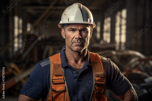 Male builder at construction site