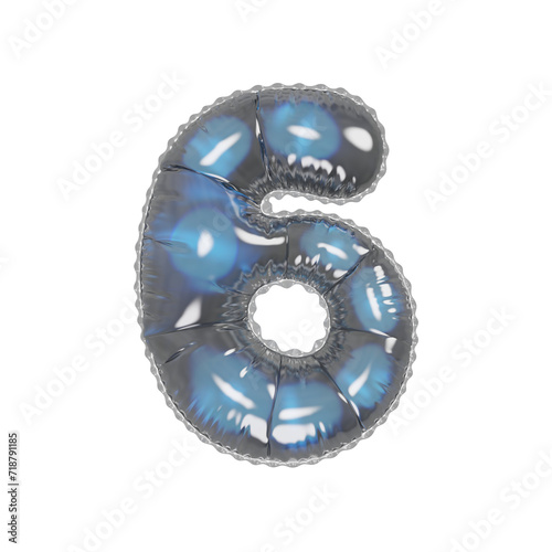 3D bluish spotty helium balloon number 6