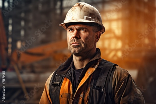Male builder at construction site