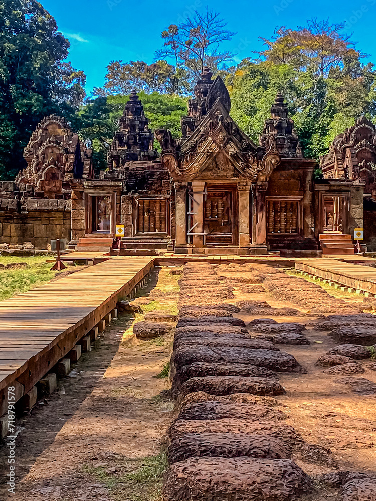 Banteay Srei Temple was built in honor of the god Shiva, of the Khmer civilization, Angkor Cambodia Banteay Srei Temple was built in honor of the god Shiva, of the Khmer civilization, Angkor Cambodia