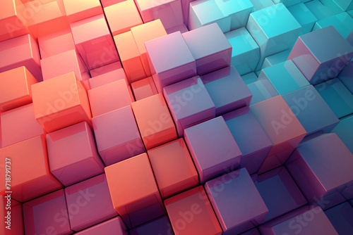3D Abstract Cube Pattern  Pastel Tones  Isometric View