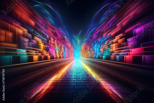 Sci-Fi Tunnel Blast Off with Glowing Rainbow Colors