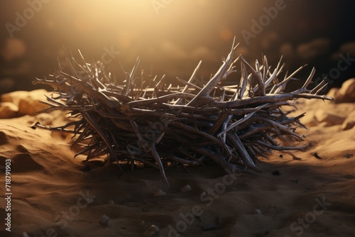 Passion of Jesus: Thorns, Cross, Sand Design