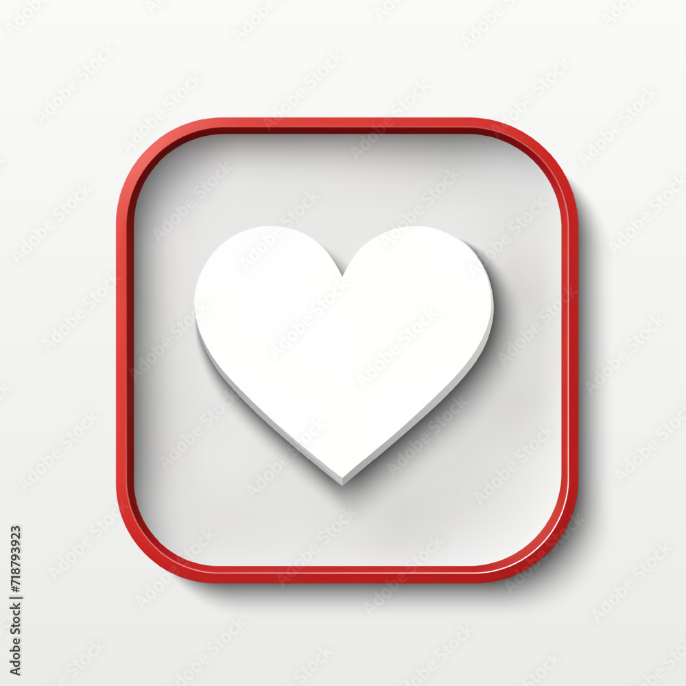 Heart icon in a red frame on a white background. Dating app icon. Concept of love, declarations of love for valentine's day. Vector illustration on white background Heart icon in a red frame on a white background. Dating app icon. Concept of love, declarations of love for valentine's day. Vector illustration on white background
