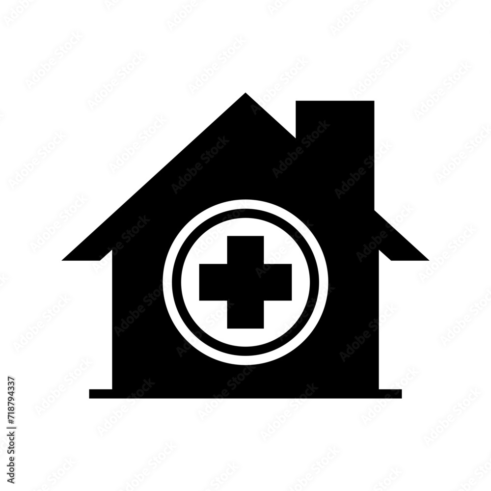 house with medical symbol, hospital icon vector house with medical symbol, hospital icon vector