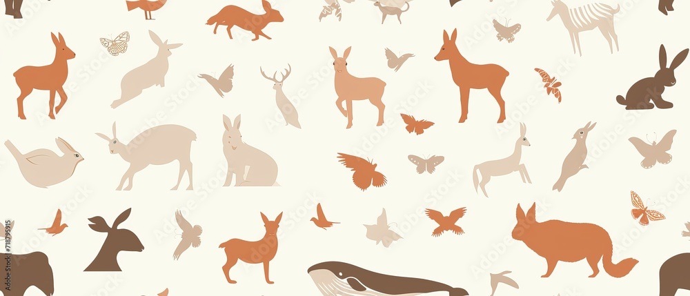 Colorful seamless pattern with various animals