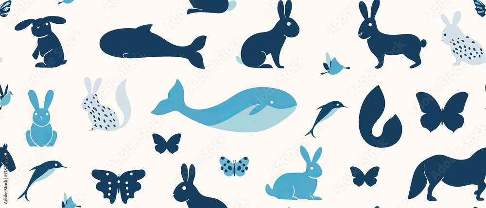Colorful seamless pattern with various animals Colorful seamless pattern with various animals