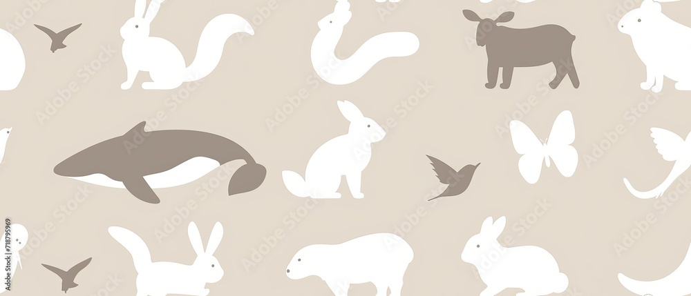 Seamless pattern of pastel colored animals