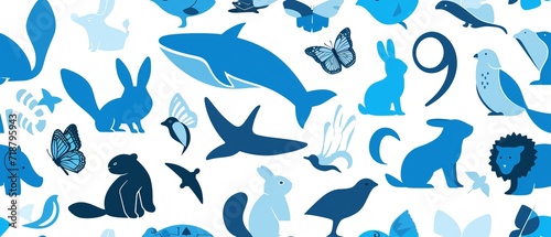 Colorful seamless pattern with various animals
