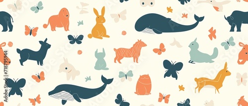 Wallpaper Mural Colorful seamless pattern with various animals Torontodigital.ca