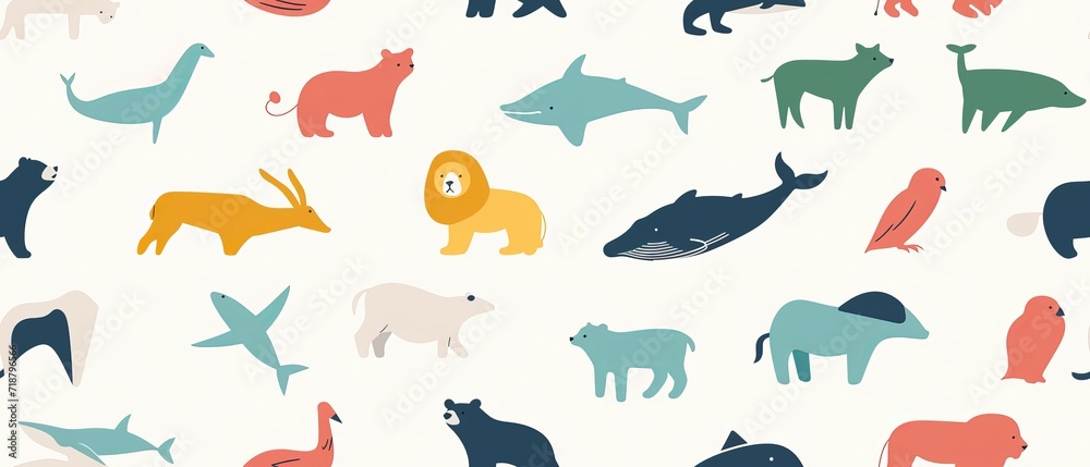 Seamless pattern of pastel colored animals Seamless pattern of pastel colored animals