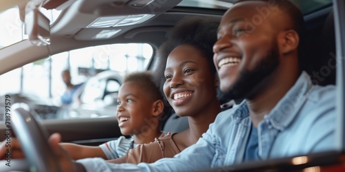 Cheerful Black Family Of Three Buying New Car © xartproduction