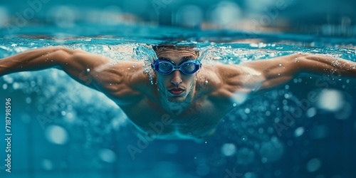 swimmer training in the swimming pool photo