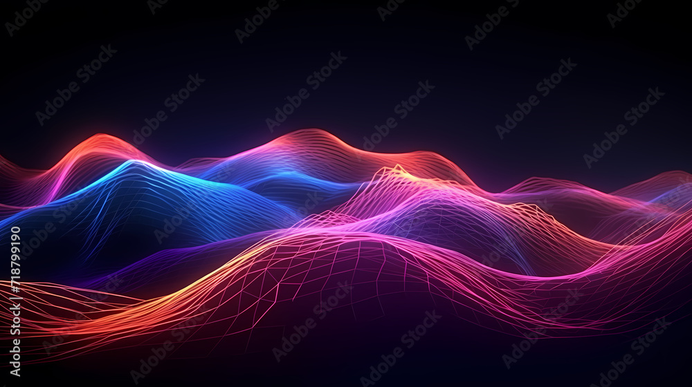 Future digital technology, abstract digital waves and particles on dark background Future digital technology, abstract digital waves and particles on dark background