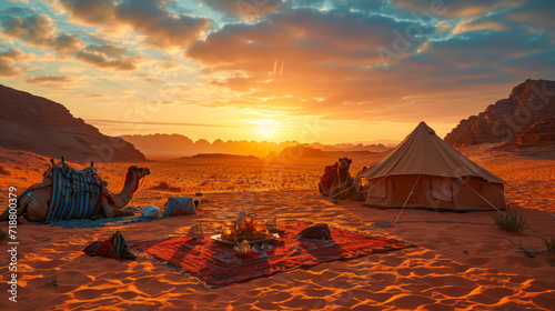 beduin camp in the desert photo