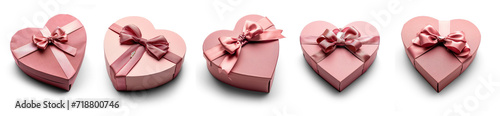Collection of pink valentines gift box with heart shaped on isolate transparency background, PNG © KimlyPNG