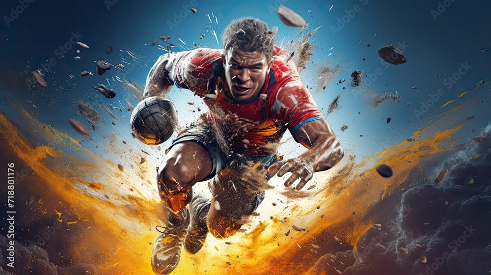 Rugby explosion sport background Rugby explosion sport background