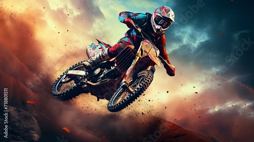 Extreme sport background motorbike moto cross downhill photo