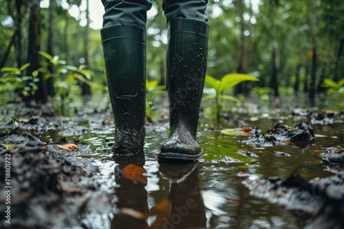 A farmer enmeshed in the mud. Generative Ai.