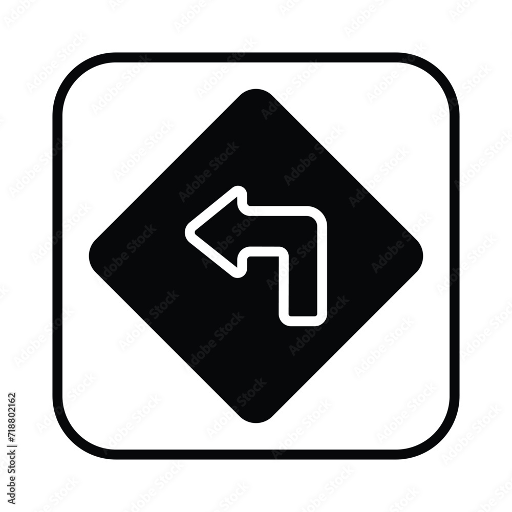Left Turn icon isolate white background vector stock illustration Left Turn icon isolate white background vector stock illustration
