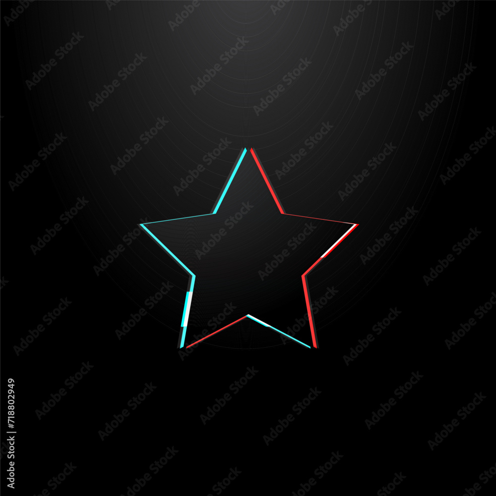 Glitch distorted STAR geometric shape . Minimal art design. Glitched ...
