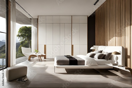 Swiss Tranquility - Modern Bed Room White Furnishings Embraced by Nature s Calm