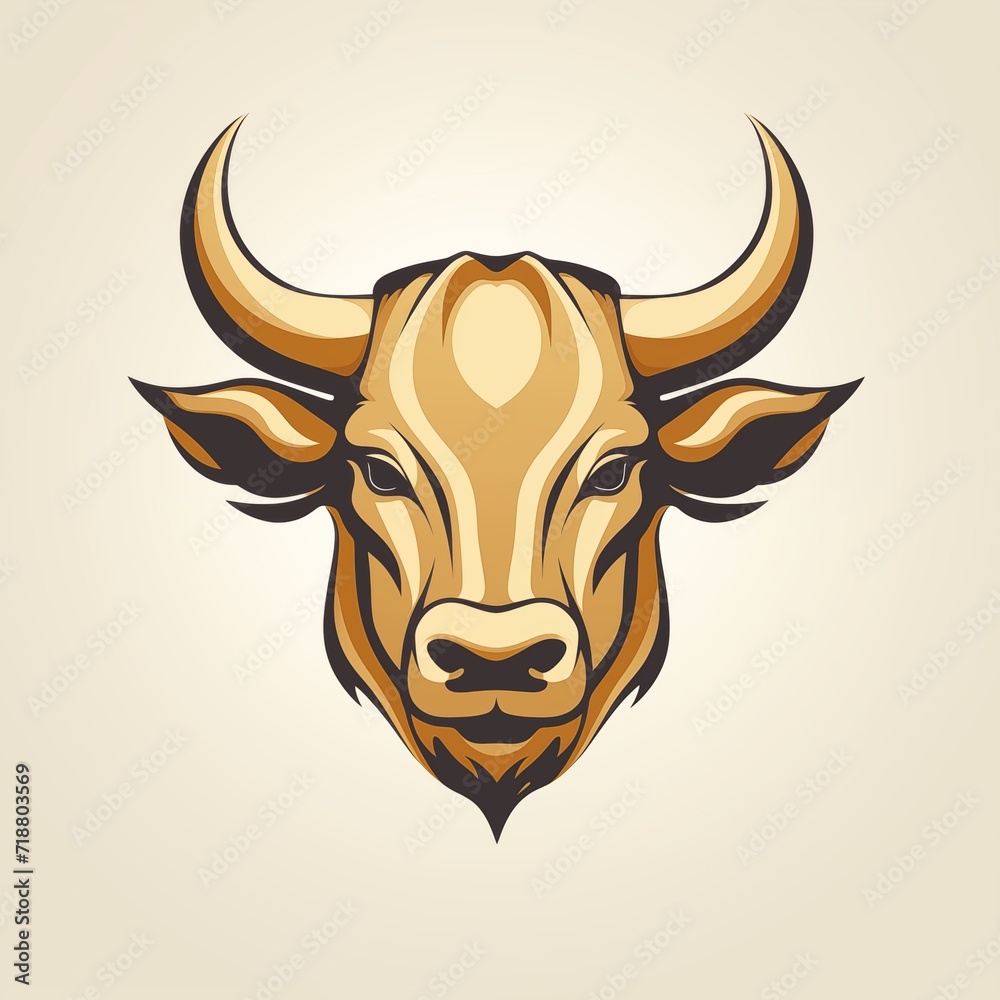 Fototapeta premium Simple Flat Design of the Taurus/Bull Zodiac Sign Isolated on a Background. Generative AI