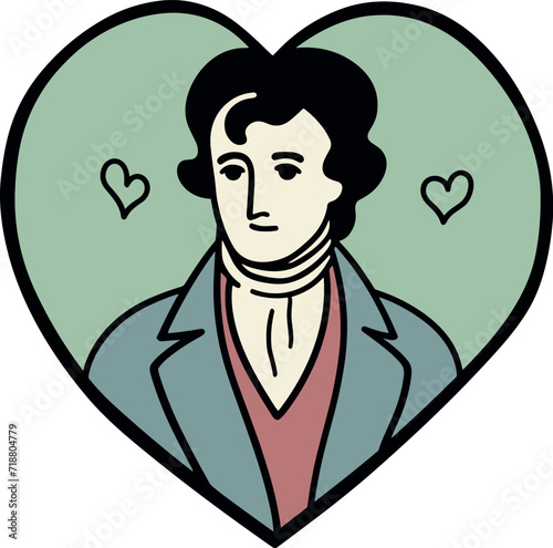 I Love Mr. Darcy - Heart Shape Sticker Design