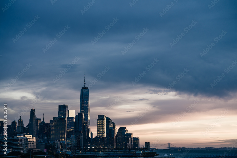 Manhattan, New York, USA - Sep, 2th 2022 Manhattan from Little Island Park at sunset.